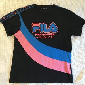 FILA x Pink Dolphin Heritage Mens Black Tee T Shirt SZ Large Legends @ our craft